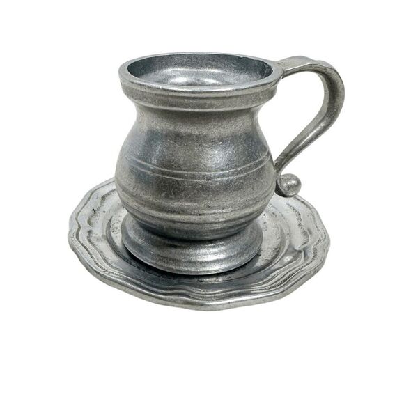 Wilton Tankard Baluster Mug and Saucer RWP Pewter Set of 2 Decorative Creamer - Picture 3 of 8